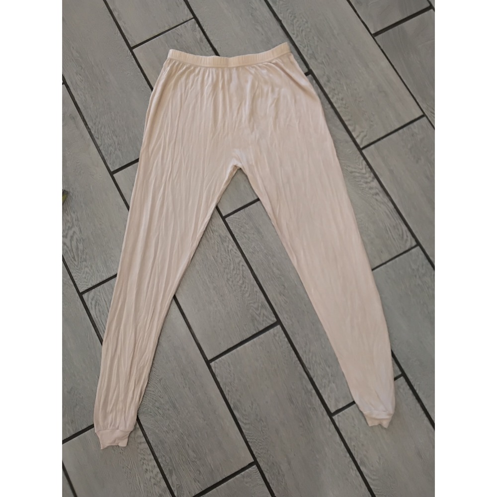 Under Silk 100% Silk Thermal Base Layer Pants Cream Beige Leggings Womens Medium